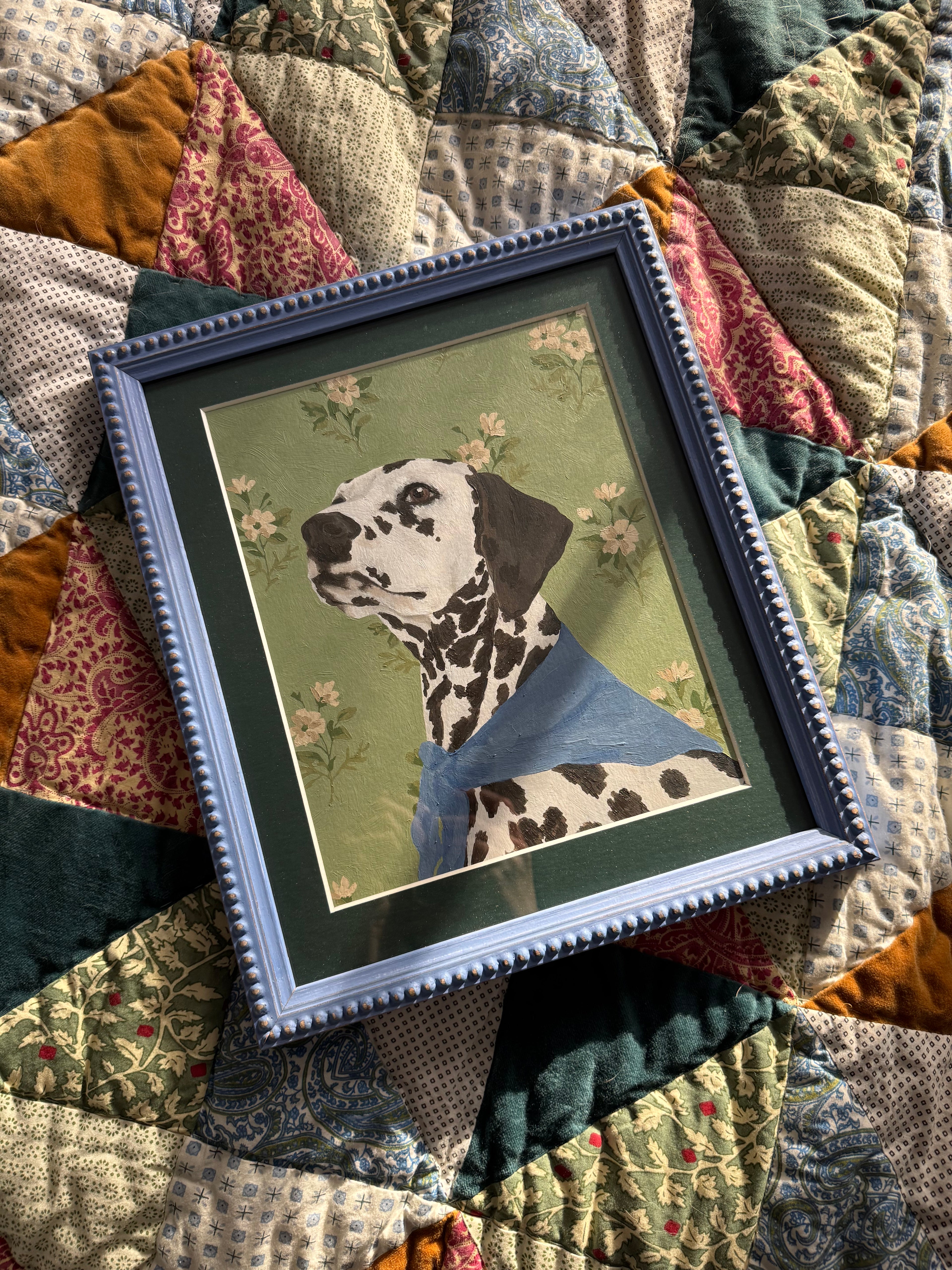 Framed painting of Dalmatian dog