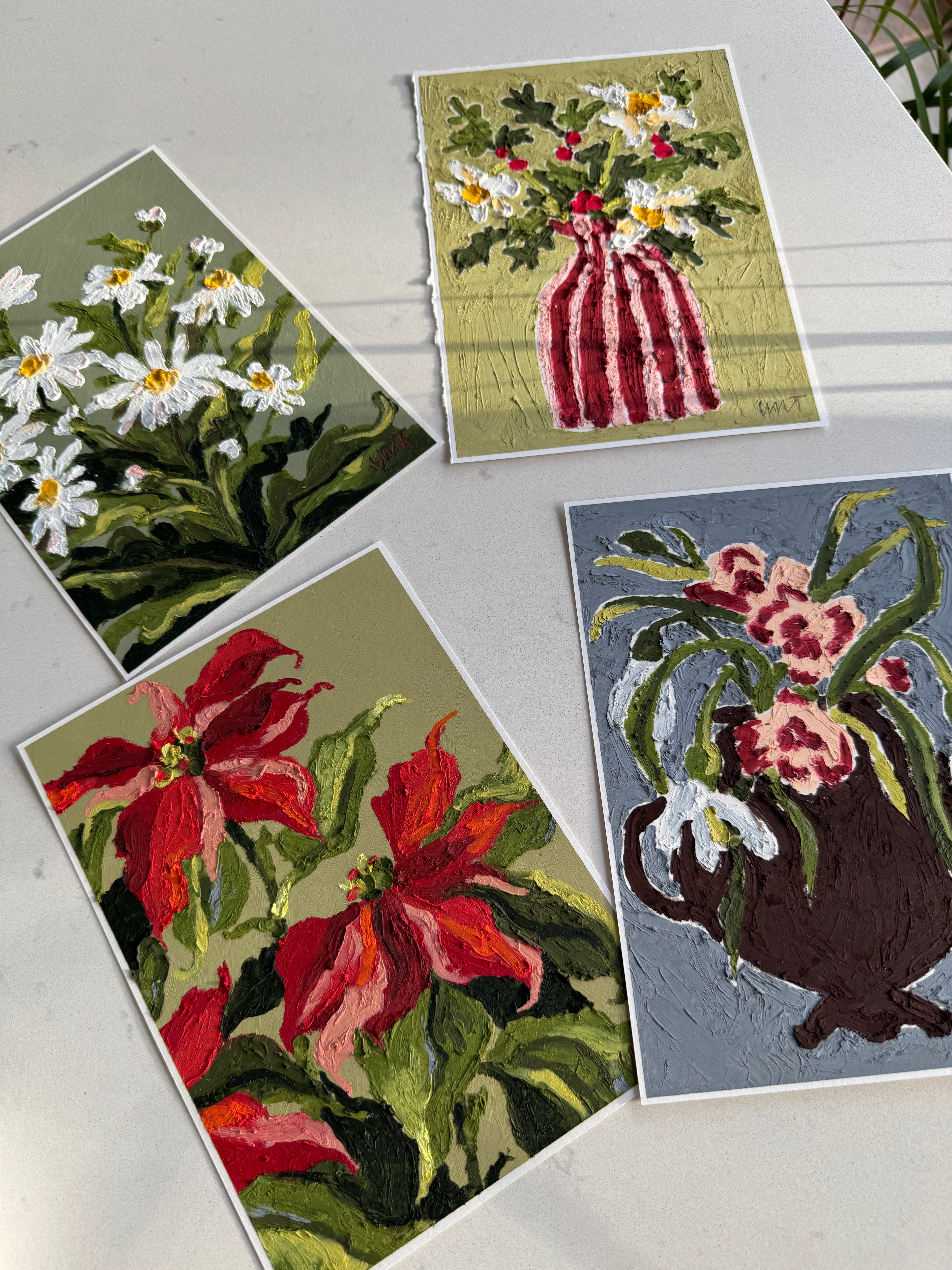 'January Vase' Original Oil Pastel Painting