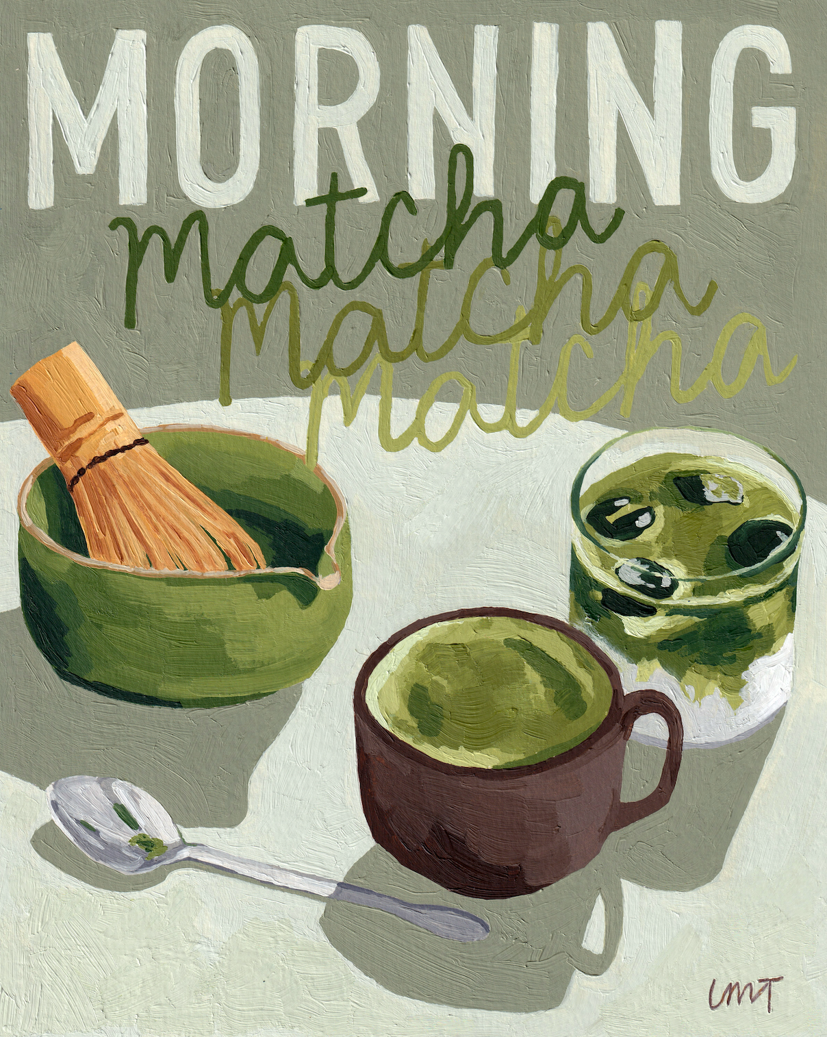 'Morning Matcha' Original Oil Painting