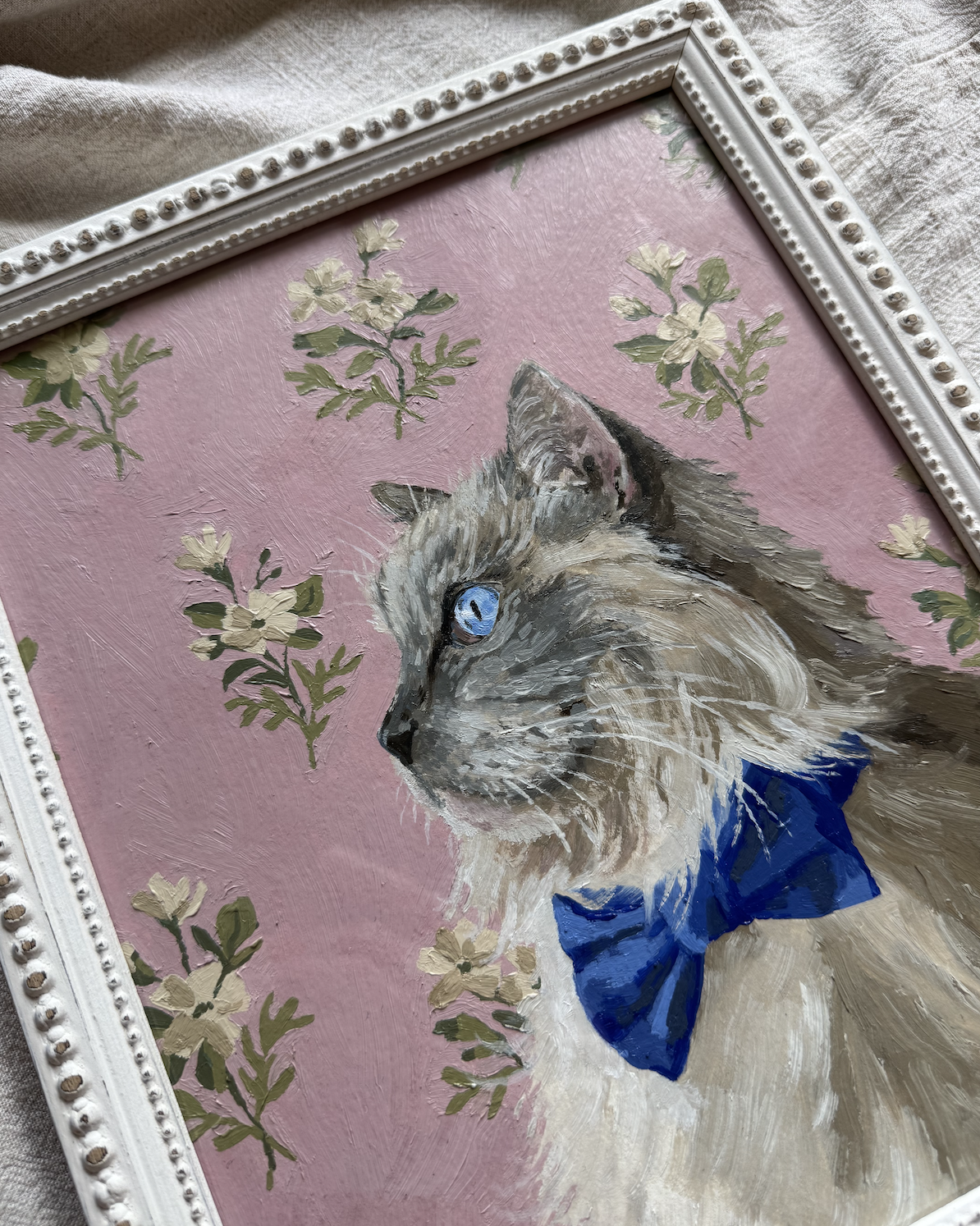 Custom Pet Portrait with Floral Background